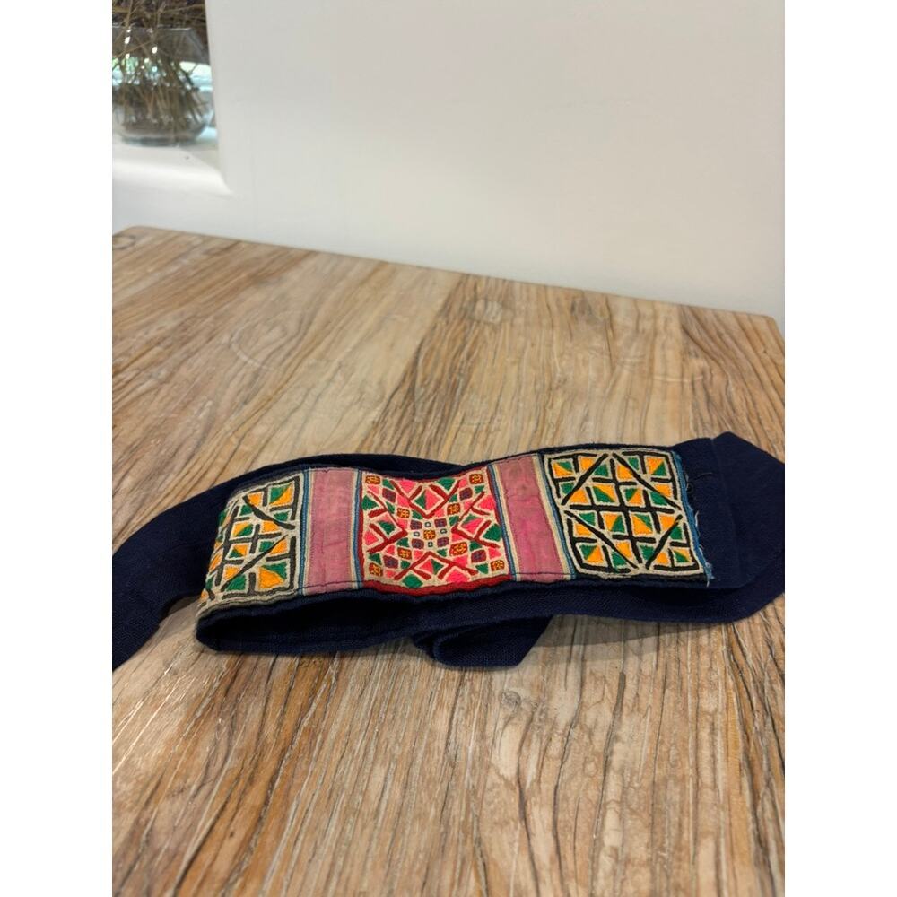 Vintage Koko Nor Embroidered Textile Wrap Belt Blue